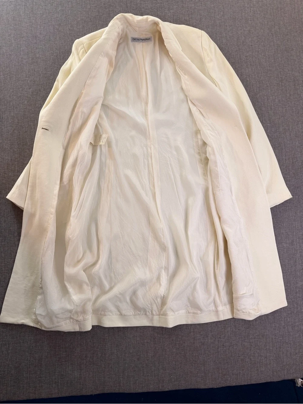 Emporio Armani Vintage Cream Single-Button Trench Coat Small Made In Italy